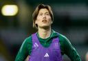 GLASGOW, SCOTLAND - OCTOBER 30: Celtic's Kyogo Furuhashi pre-match during a William Hill Premiership match between Celtic and Dundee at Celtic Park, on October 30, 2024, in Glasgow, Scotland. (Photo by Craig Foy / SNS Group)