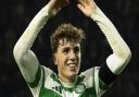 Arne Engels celebrates at Celtic Park