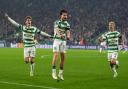 Celtic's Nicolas Kuhn (centre) celebrates scoring their side's second goal of the game with team-mates during the UEFA Champions League, league stage match at Celtic Park, Glasgow. Picture date: Tuesday November 5, 2024. PA Photo. See PA story SOCCER