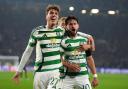 Celtic's Nicolas Kuhn (right) celebrates scoring their side's second goal of the game with team-mates during the UEFA Champions League, league stage match at Celtic Park, Glasgow. Picture date: Tuesday November 5, 2024. PA Photo. See PA story SOCCER