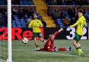 Celtic's Nicolas Kuhn scores their side's second goal of the game during the William Hill Premiership match at The BBSP Stadium Rugby Park, Kilmarnock. Picture date: Sunday November 10, 2024. PA Photo. See PA story SOCCER Kilmarnock. Photo credit should