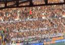 The Green Brigade’s banner at Rugby Park