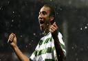 04/02/01 SPLHEARTS v CELTIC (0-3)TYNECASTLE - EDINBURGHHenrik Larsson celebrates after scoring for Celtic.