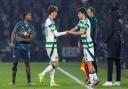 GLASGOW, SCOTLAND - NOVEMBER 05: Celtic's Paulo Bernardo replaces Arne Engels during a UEFA Champions League 2024/25 League Phase MD4 match between Celtic and RB Leipzig at Celtic Park, on November 05, 2024, in Glasgow, Scotland. (Photo by Craig