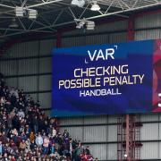 VAR screen display at Tynecastle