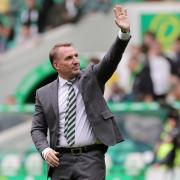 Celtic manager Brendan Rodgers gestures to the fans after the Premier Sports Cup match at Celtic Park, Glasgow. Picture date: Sunday August 18, 2024. PA Photo. See PA story SOCCER Celtic. Photo credit should read: Steve Welsh/PA Wire.RESTRICTIONS: