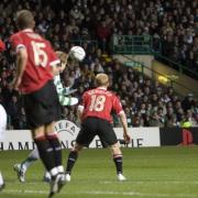 Shunsuke Nakamura scores a free-kick from range against Manchester United in 2006