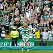 Celtic's Kyogo Furuhashi celebrates scoring their side's second goal of the game during the William Hill Premiership match at Celtic Park, Glasgow. Picture date: Sunday September 1, 2024. PA Photo. See PA story SOCCER Celtic. Photo credit should read: