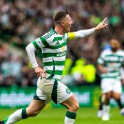 GLASGOW, SCOTLAND - SEPTEMBER 01: Celtic’s Callum McGregor celebrates scoring to make it 3-0  during a William Hill Premiership match between Celtic and Rangers at Celtic Park, on September 01, 2024, in Glasgow, Scotland. (Photo by Craig Williamson /