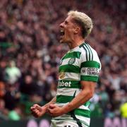 Celtic's Luke McCowan celebrates scoring his sides second goal during the Scottish Premiership match at Celtic Park, Glasgow. Picture date: Saturday September 14, 2024. PA Photo. See PA story SOCCER Celtic. Photo credit should read: Andrew Milligan/PA