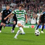 Arne Engels scores from the spot in the UEFA Champions League