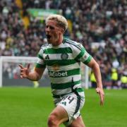 Celtic's Luke McCowan celebrates scoring against Heart of Midlothian