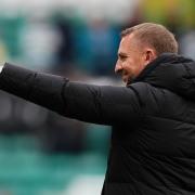 Celtic manager Brendan Rodgers gestures towards the fans after the Premier Sports Cup, quarter-final match at Celtic Park, Glasgow. Picture date: Sunday September 22, 2024. PA Photo. See PA story SOCCER Celtic. Photo credit should read: Andrew