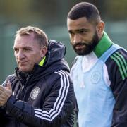 Brendan Rodgers and Cameron Carter-Vickers at Lennoxtown