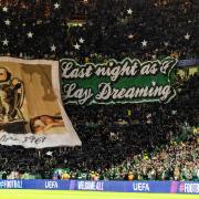 The Green Brigade’s display during a UEFA Champions League match between Celtic and SK Slovan Bratislava