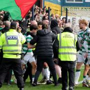 Nico Kuhn celebrated his late winner with the Celtic supporters