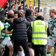 Nico Kuhn celebrated with supporters after his late strike against Ross County