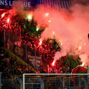 The pyro display by the Green Brigade in Dortmund