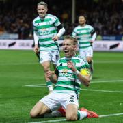 Celtic's Alistair Johnston celebrates scoring their side's second goal of the game the William Hill Premiership match at Fir Park, Motherwell. Picture date: Sunday October 27, 2024. PA Photo. See PA story SOCCER Motherwell. Photo credit should read: