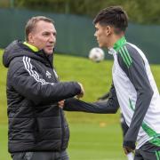 Brendan Rodgers and Alex Valle at Lennoxtown