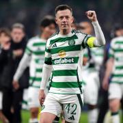 Celtic's Callum McGregor celebrates after the final whistle in the UEFA Champions League, league stage match at Celtic Park, Glasgow. Picture date: Tuesday November 5, 2024. PA Photo. See PA story SOCCER Celtic. Photo credit should read: Andrew