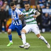 Kilmarnock's Danny Armstrong and Celtic's Adam Idah in action