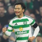 Reo Hatate celebrates his goal during a UEFA Champions League 2024/25 League Phase MD4 match between Celtic and RB Leipzig