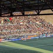 A banner was unveiled in the away end