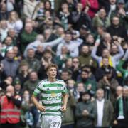 Arne Engels at Celtic Park during Celtic and Hearts' last run-out