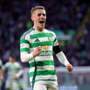 Celtic's Luke McCowan celebrates scoring their side's second goal of the game during the William Hill Premiership match at Celtic Park, Glasgow. Picture date: Saturday November 30, 2024. PA Photo. See PA story SOCCER Celtic. Photo credit should read: