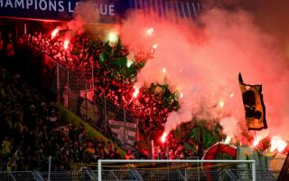 The pyro display by the Green Brigade in Dortmund