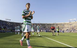 INDIANA, USA - JULY 27: Celtic’s Gustaf Lagerbielke applauds the fans at full time during a Pre-Season Friendly between Chelsea and Celtic at Notre Dame Stadium, on July 27, 2024, in Indiana, USA. (Photo by Ross MacDonald / SNS Group)